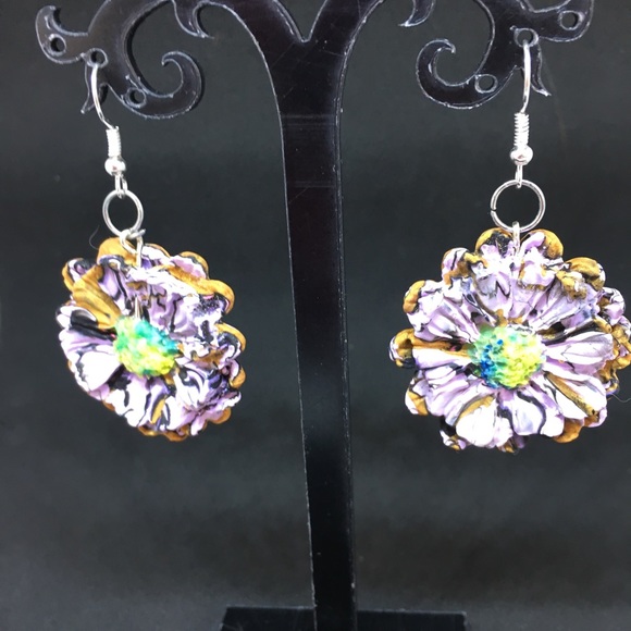 Unique Handmade Polymer Blossom Earrings - Picture 2 of 8